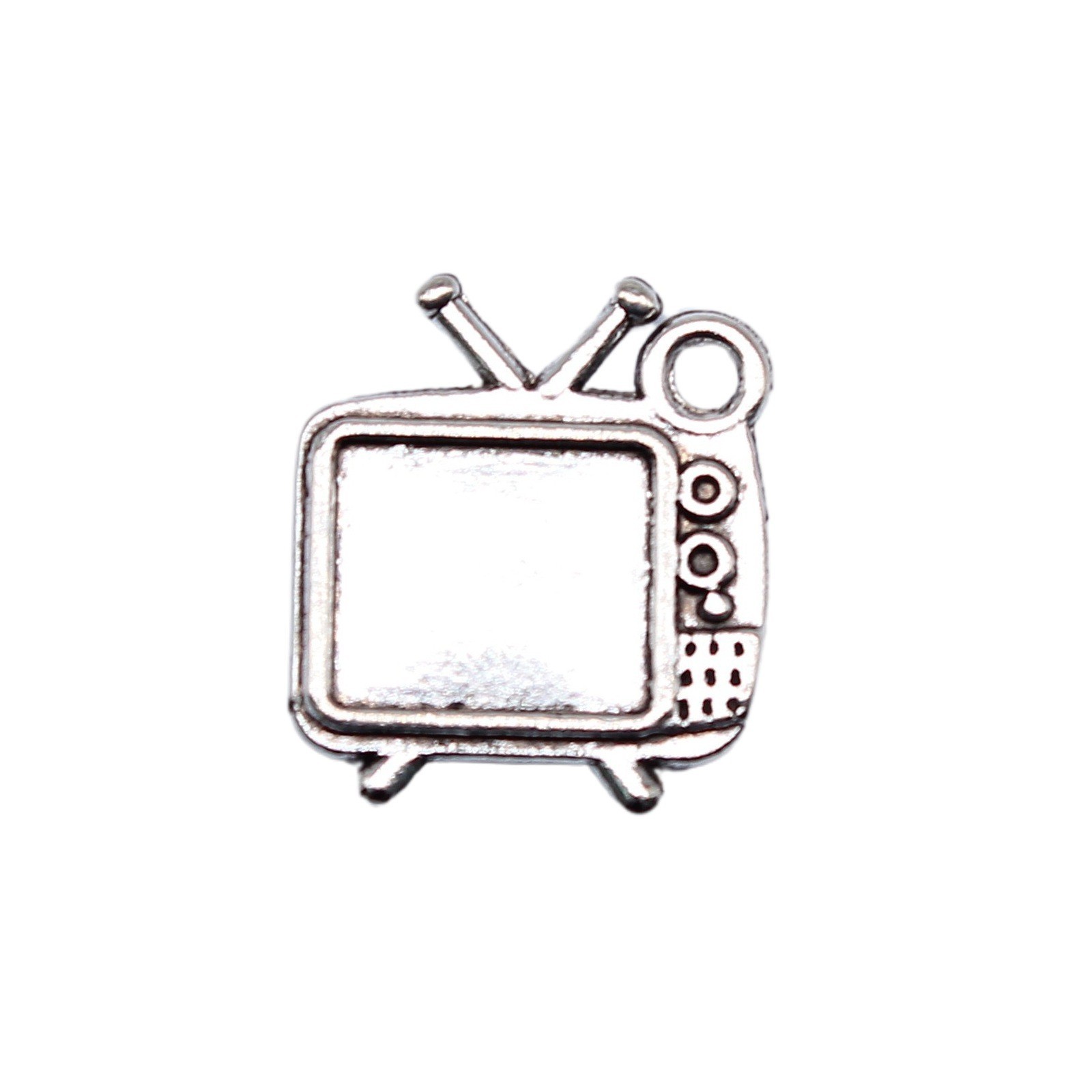 50PCS Silver Tone Metal 2 Sided TV Television Charm Pendant GGS180