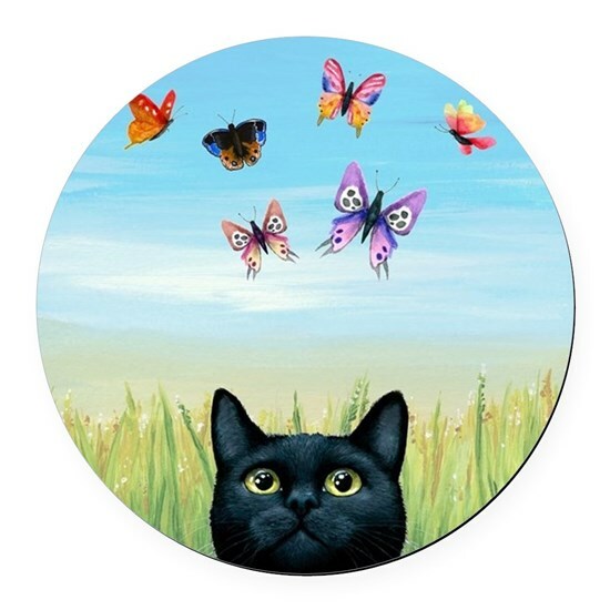 BLACK CAT BUTTERFLY Pendant Sterling 925 Silver 20″ Necklace jewelry gift women
