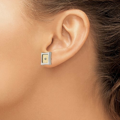 *BRAND NEW* Chisel Stainless 18k Gold Accent .03 Carat Diamond Earrings SRE1276
