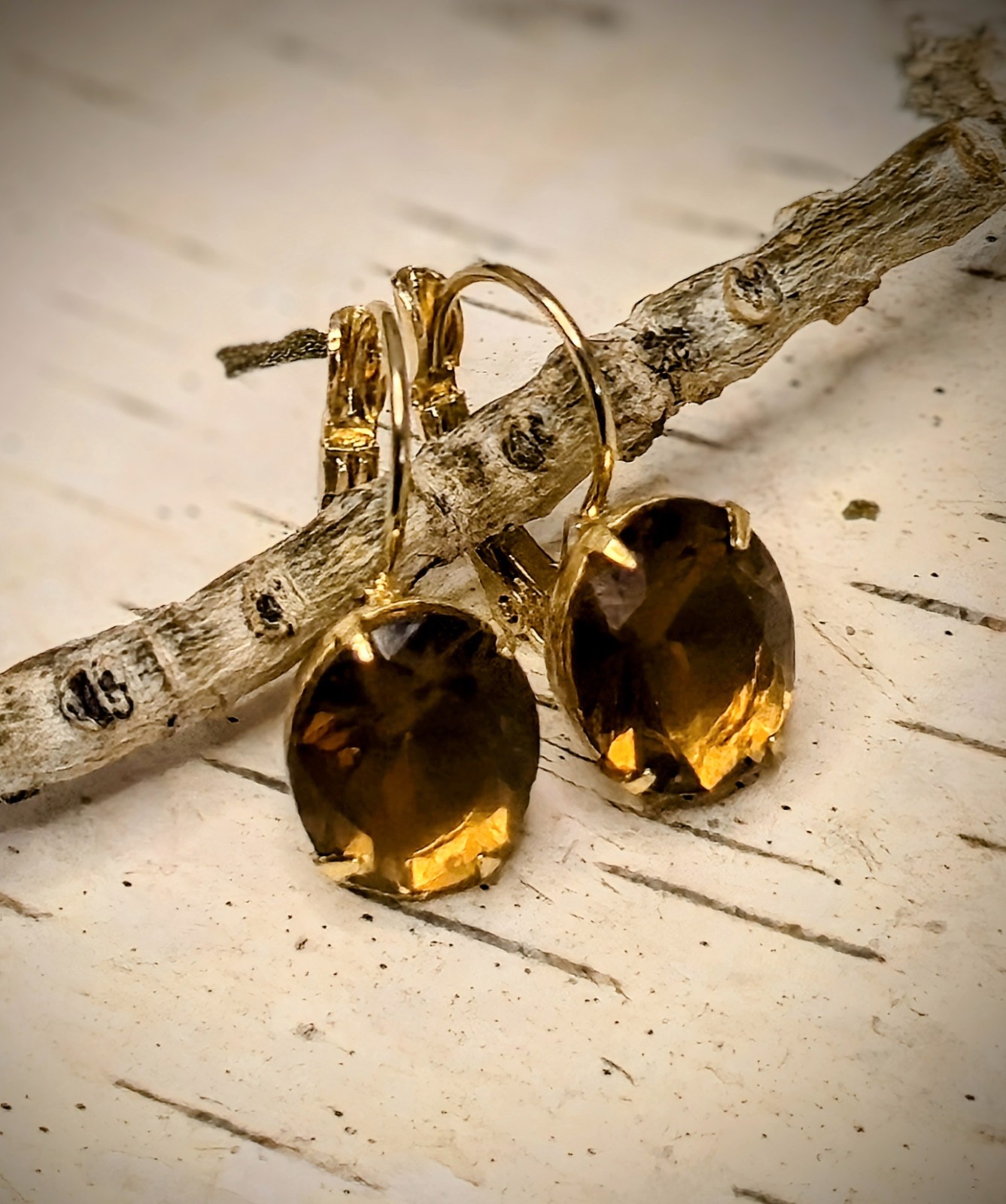 11.30 Total Carats Smokey Quartz In Drop 18k Gold Plated Earrings