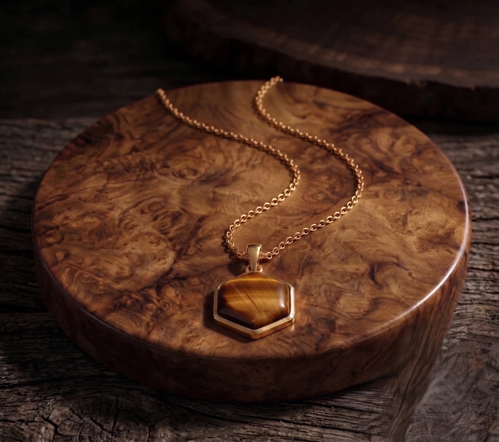 Yellow Tiger Eye Gemstone Pendant 14K Gold Filled Handmade Tiger Eye Jewelry