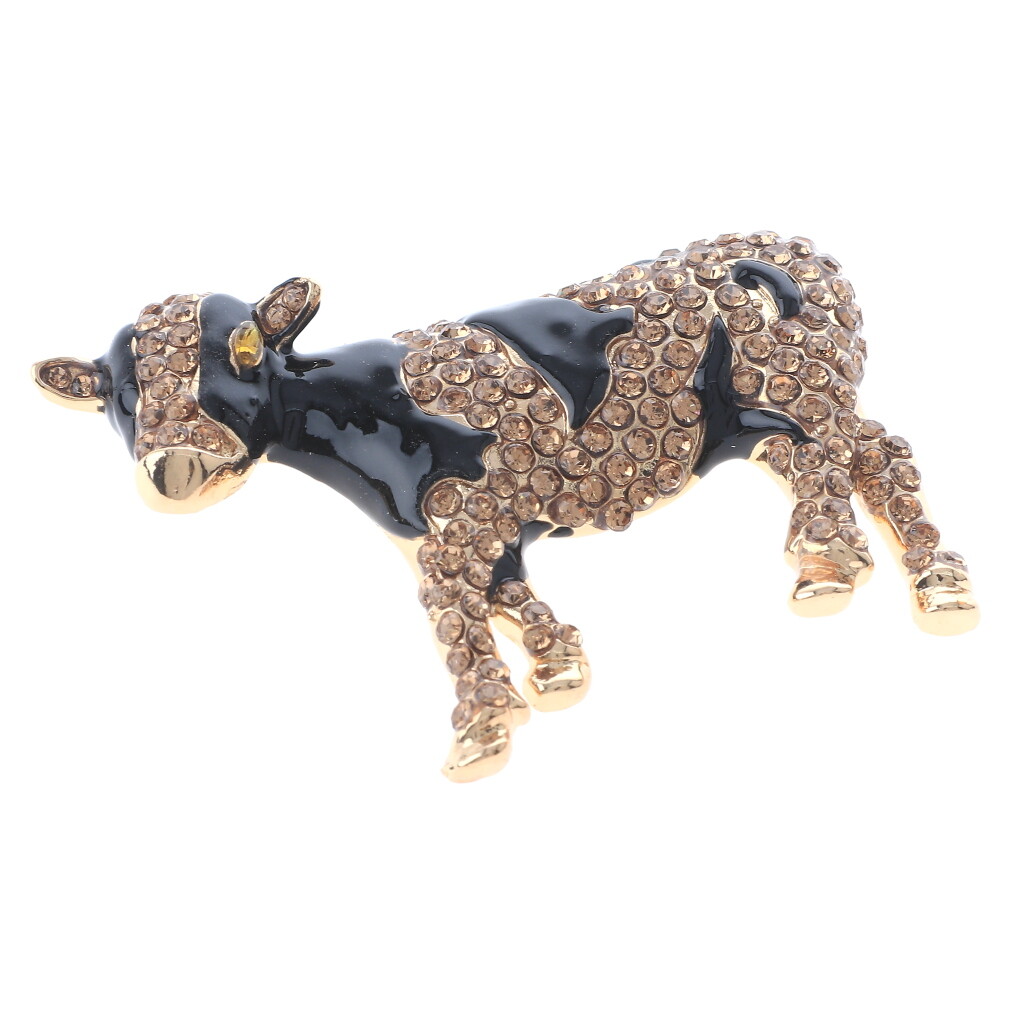 Gold Tone Metal Crystal Cow Brooch P1495-LCT