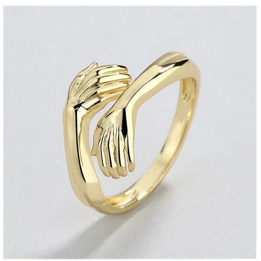 Two Hands Embrace Joint Ring Love’s Two Hands Embrace Ring Jewelry Opening Women