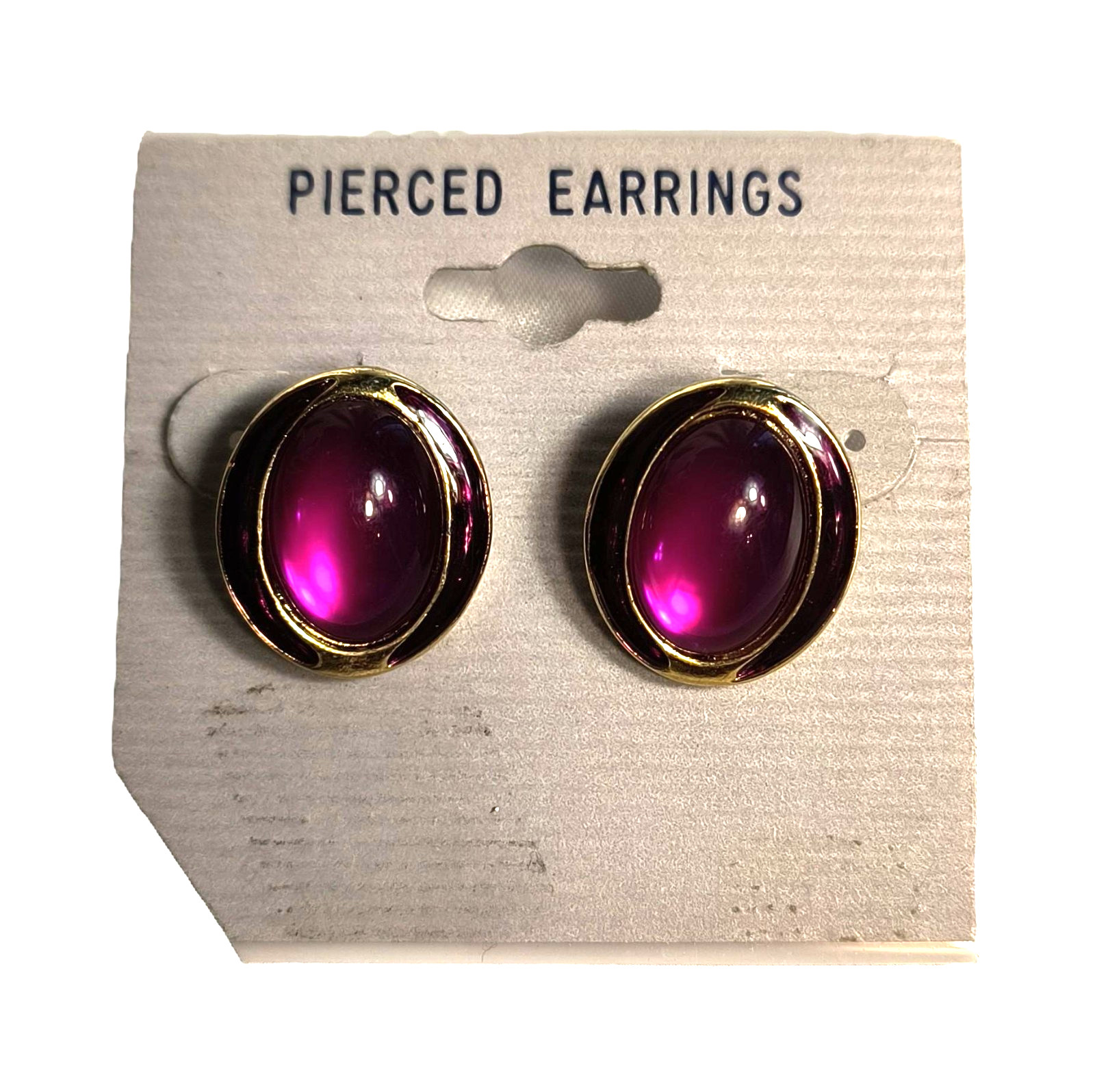 New Women’s Stud/Post Earrings for Pierced Ears Goldtone with Fuschia Cabochons