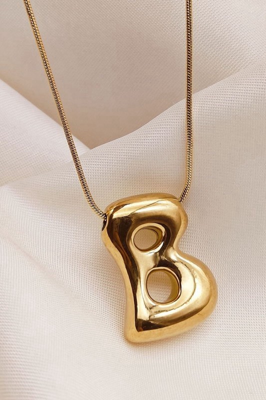 18k Non-tarnish Bubble Initial Necklace