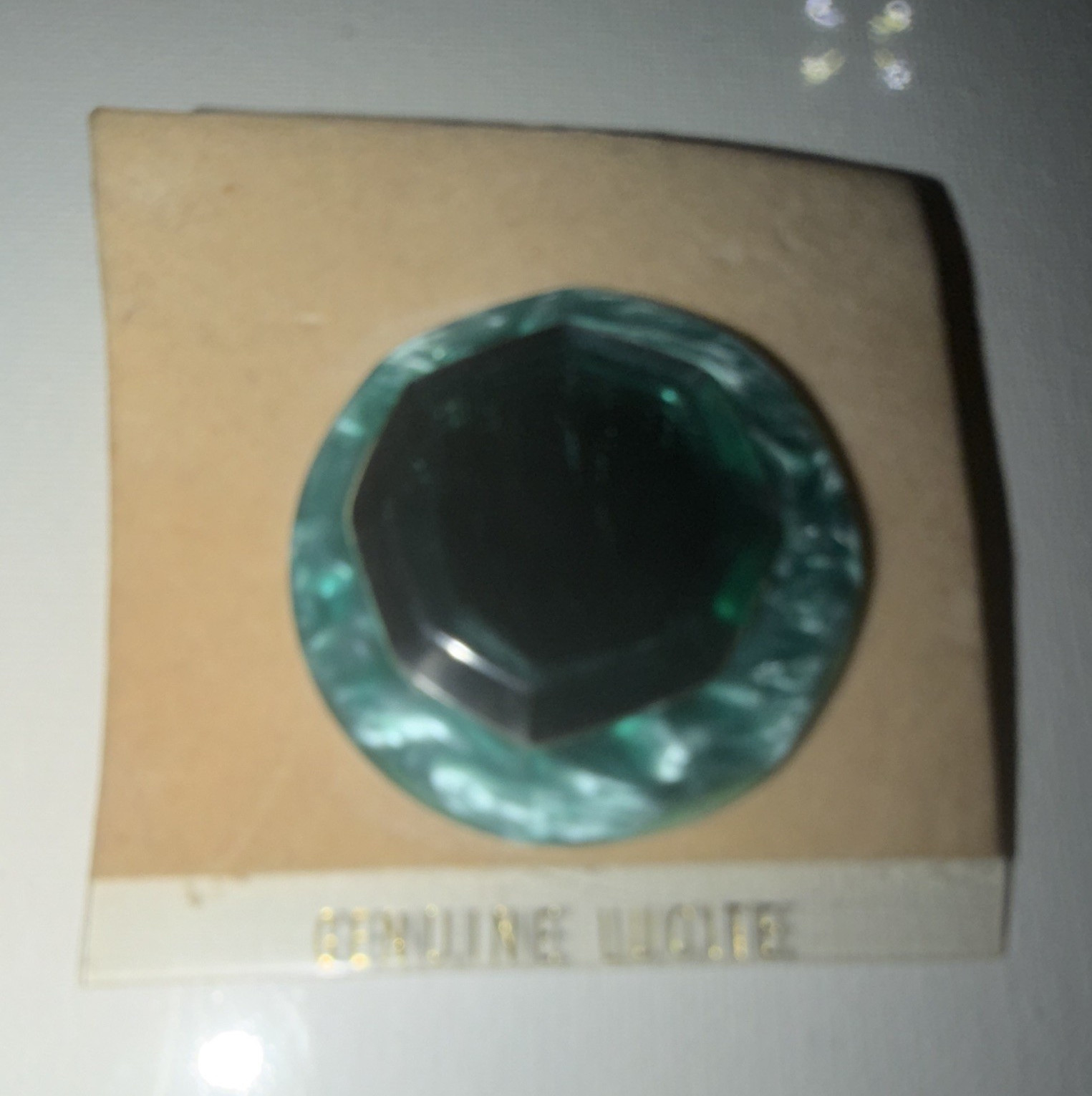 Genuine Green Lucite Octagon Brooch Pin, Bezel Set, Made in Taiwan