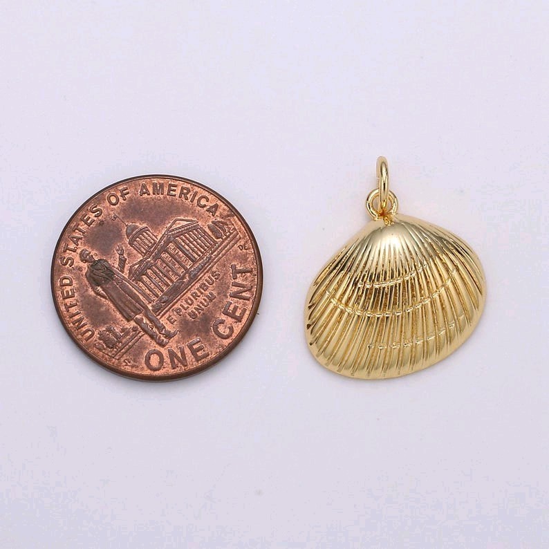 24K Gold Filled Scallop Shell Charm Beach Coral Pendant DIY Jewelry