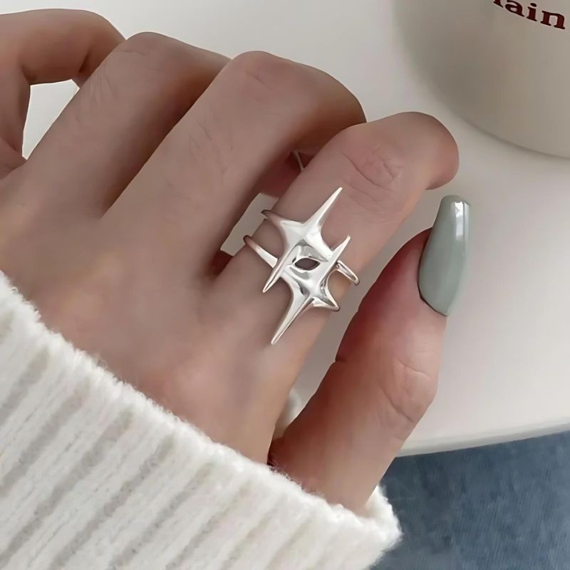 Starlight Ring (Adjustable) Gothic Rave Punk Silver Ring Set Y2K
