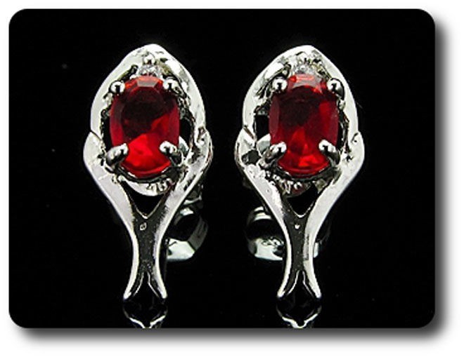Minerals And Gemstones. Ruby Earrings 2X7 Mm White Gold Plated