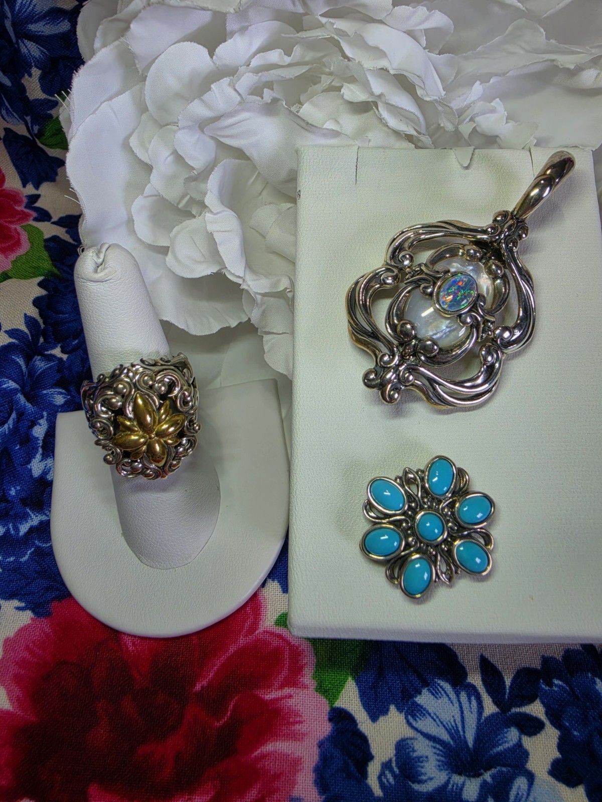 Beautiful Carolyn Pollack Relios Interchangeable Pendant and Ring Magnetic Set