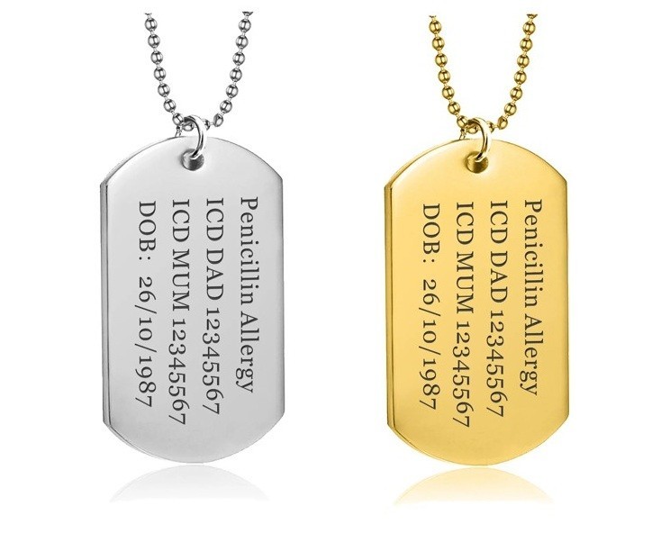 Personalised Engraved Men’s Necklace Army Dog Tag Any Text Birthday Anniversary