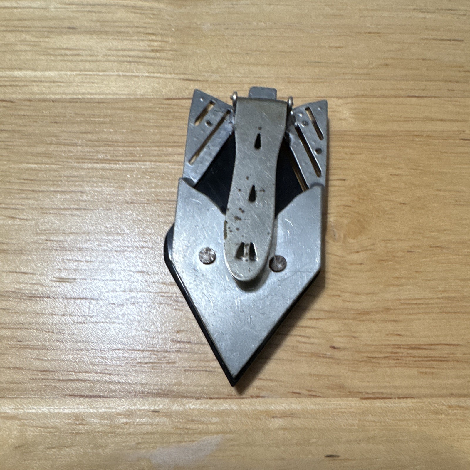 Art Deco Asymmetrical Black & Silver Tone Square Crystal Brooch Pin