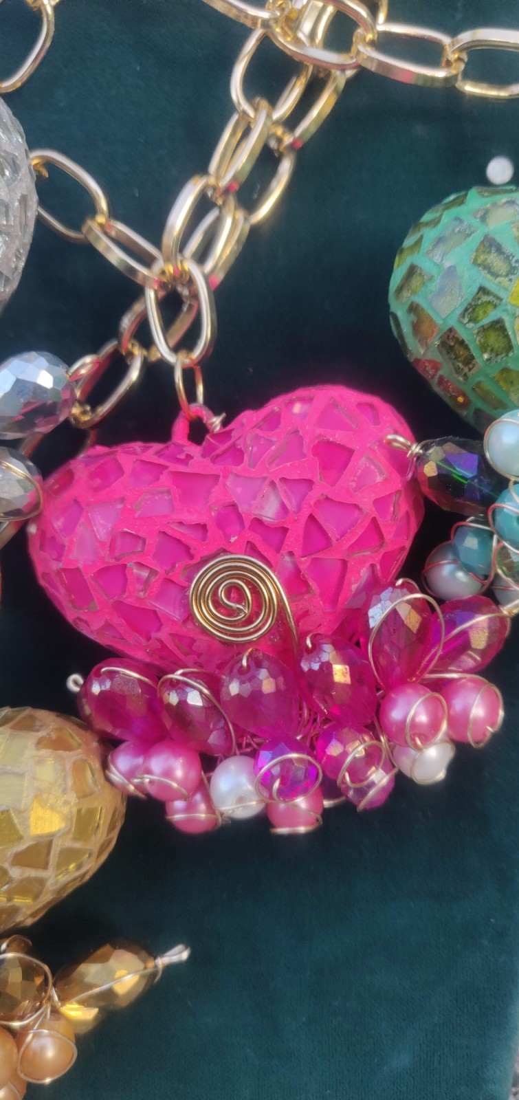collar set de corazón, aretes vitral mexicano, Lote de 8 sets mayoreo hand made.