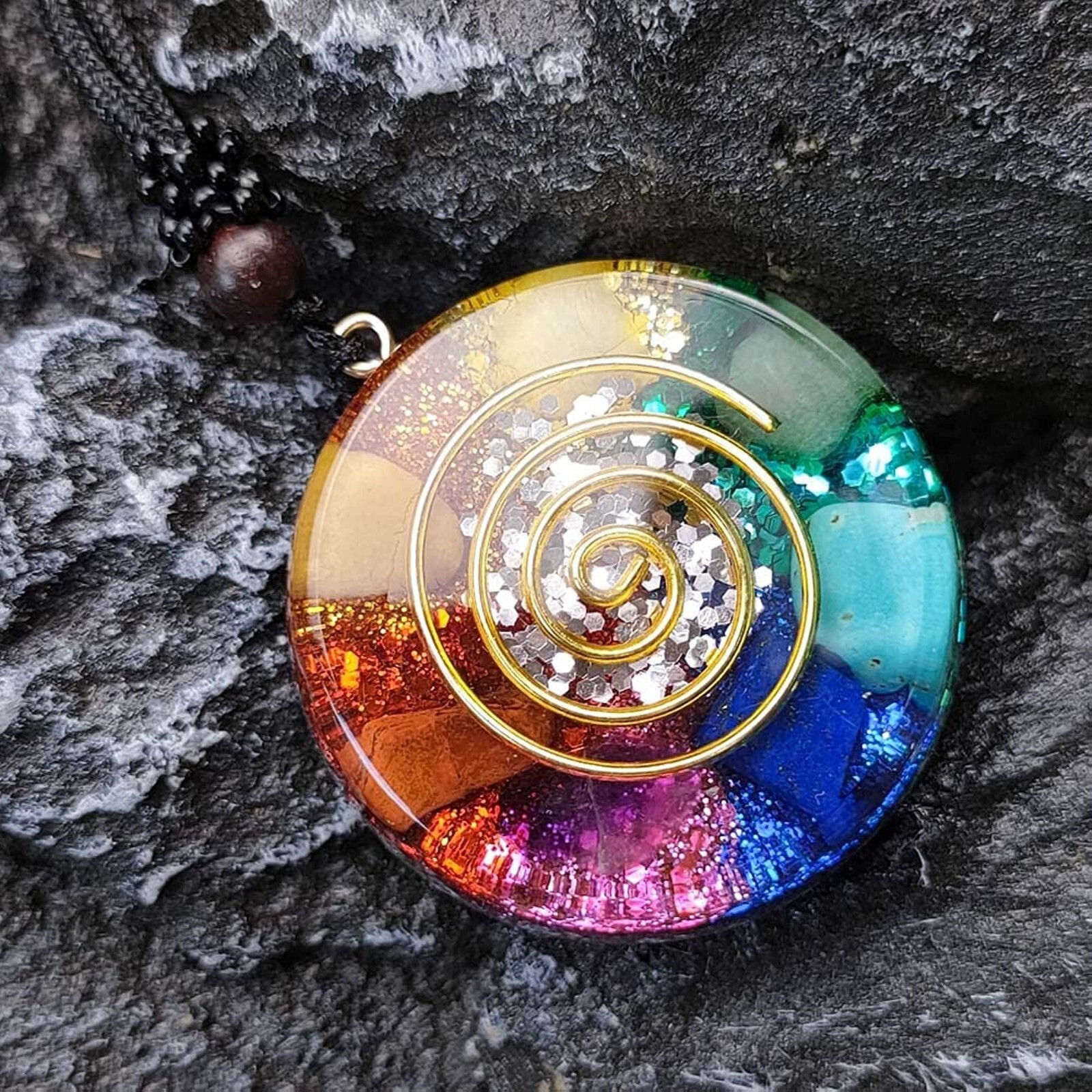 Chakra Stone Orgonite Pendant Natural Gemstone Crystal Resin Charm Necklace