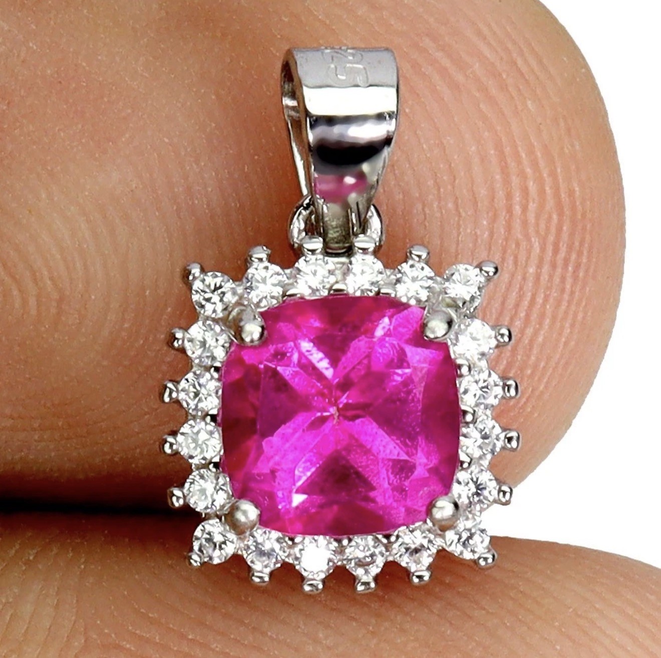 Set! – 1.15CT Natural Pink Topaz Ring 8 Pendant Necklace & Earrings 925 Sterling