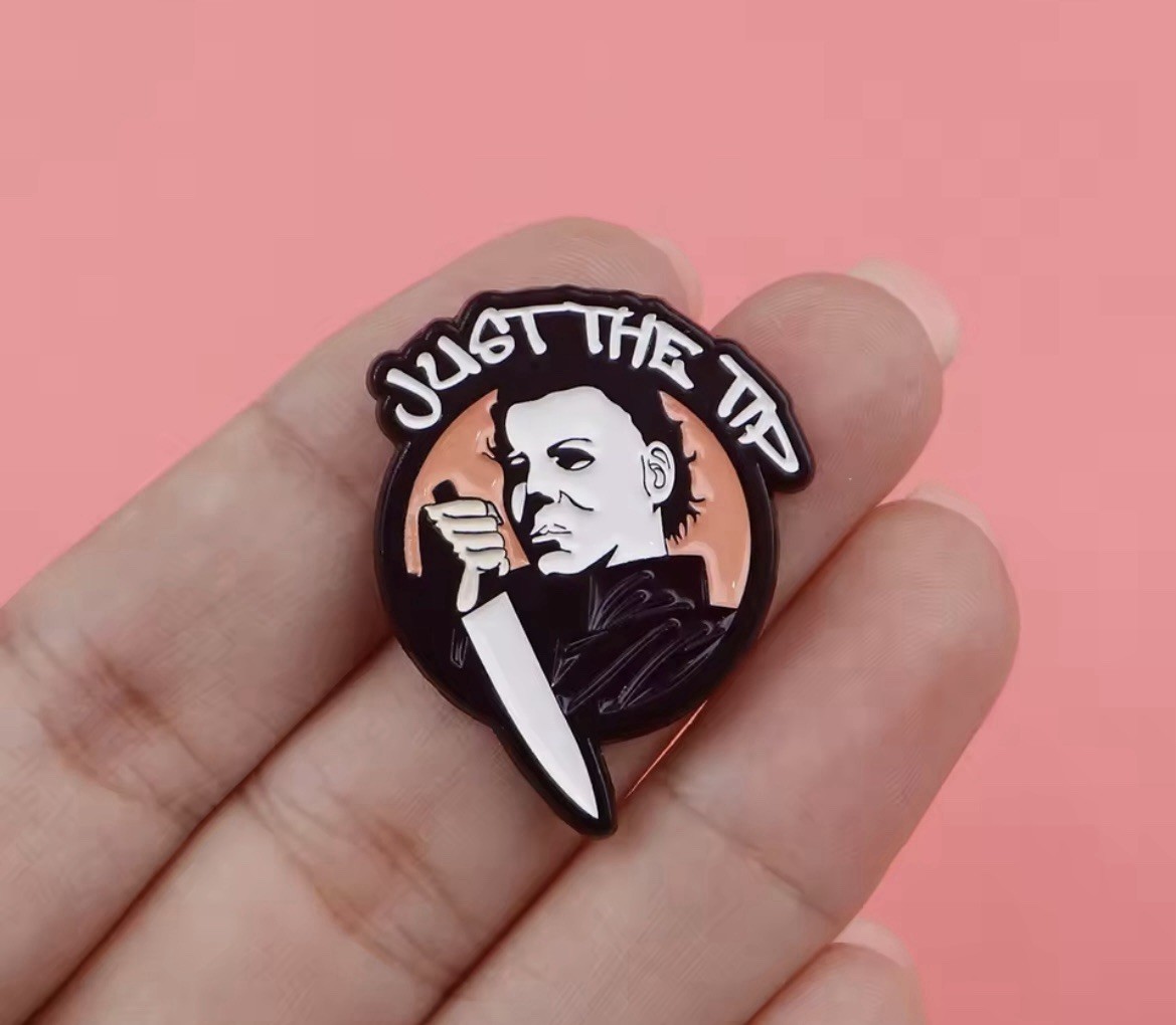 Horror Pin Just The Tip Style Pin 1pc Scary Fun Pin Rubber Backer FREE SHIPPING
