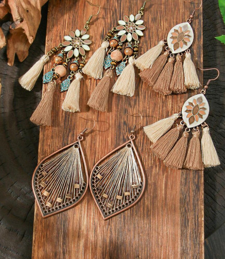 Set of 3 Pairs Earrings Womens Fashion Earring Lot Drop Dangle Big Multi Colored