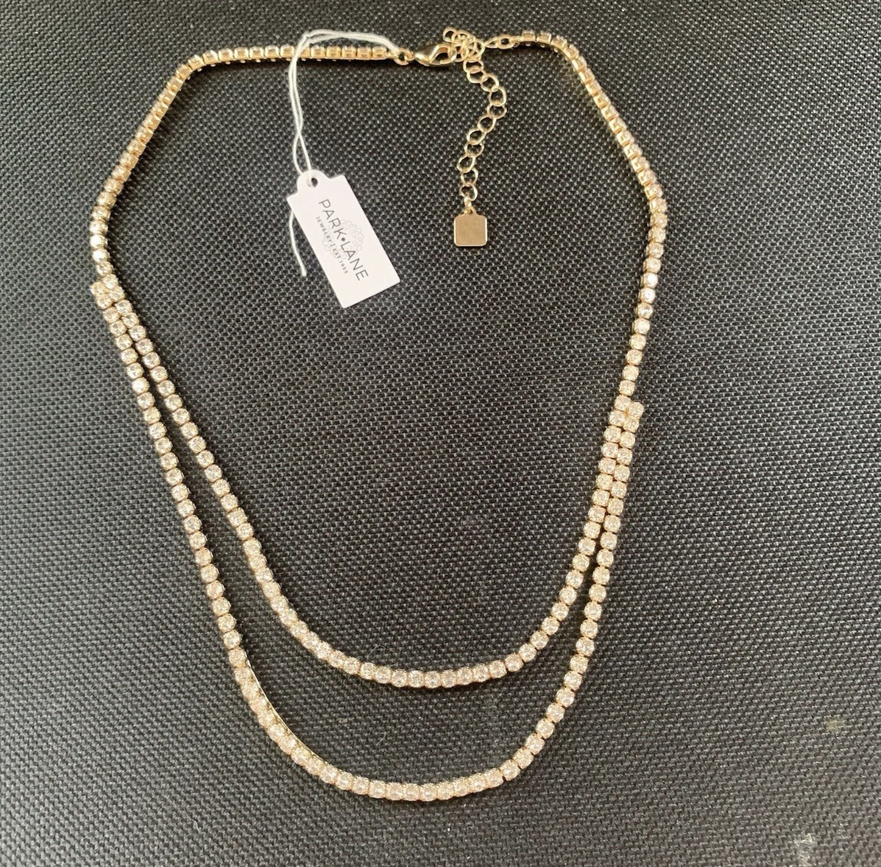 Park Lane Jewelry “Opulence” Double Tennis Necklace Clear CZs Gold Tone BNWT