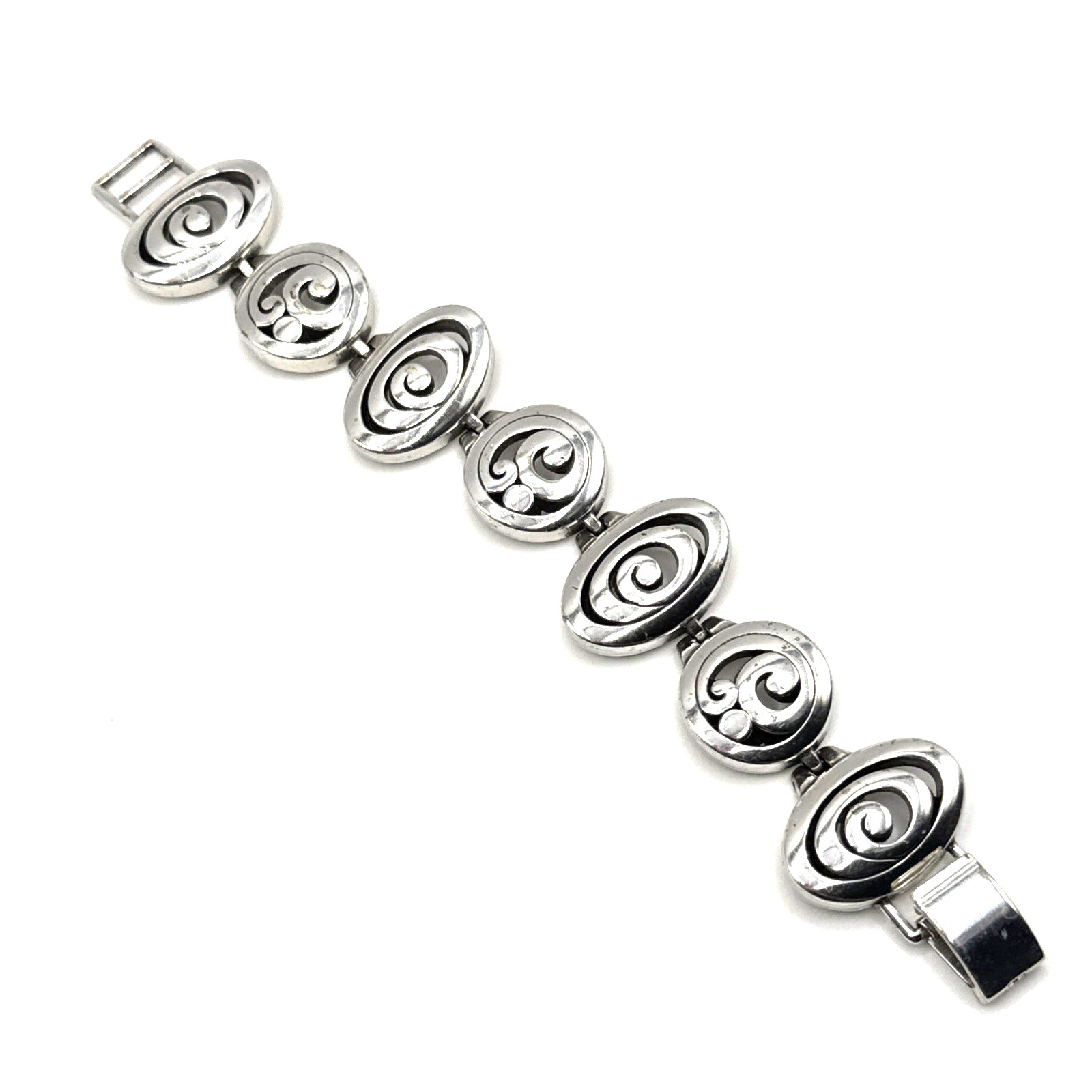 Brighton Contempo Chunky Spirals Linked Silver Bracelet 7.5 Inches