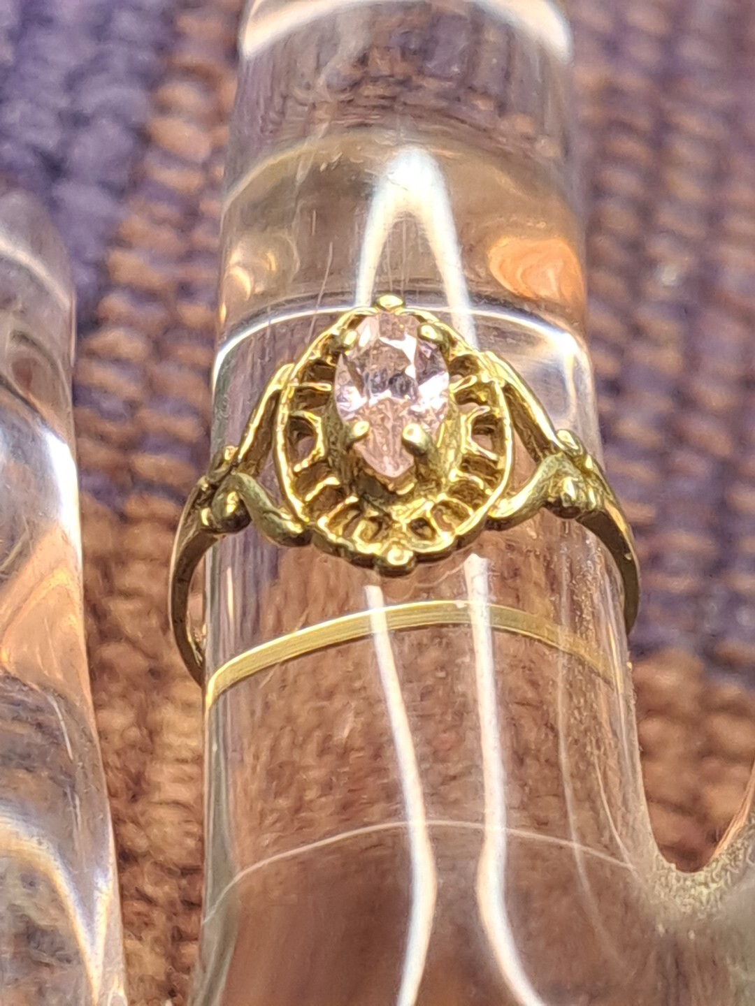 Ring 1 Carat Pink Gemstone Ring in 10K Solid Yellow Gold Size 6.5 11-14
