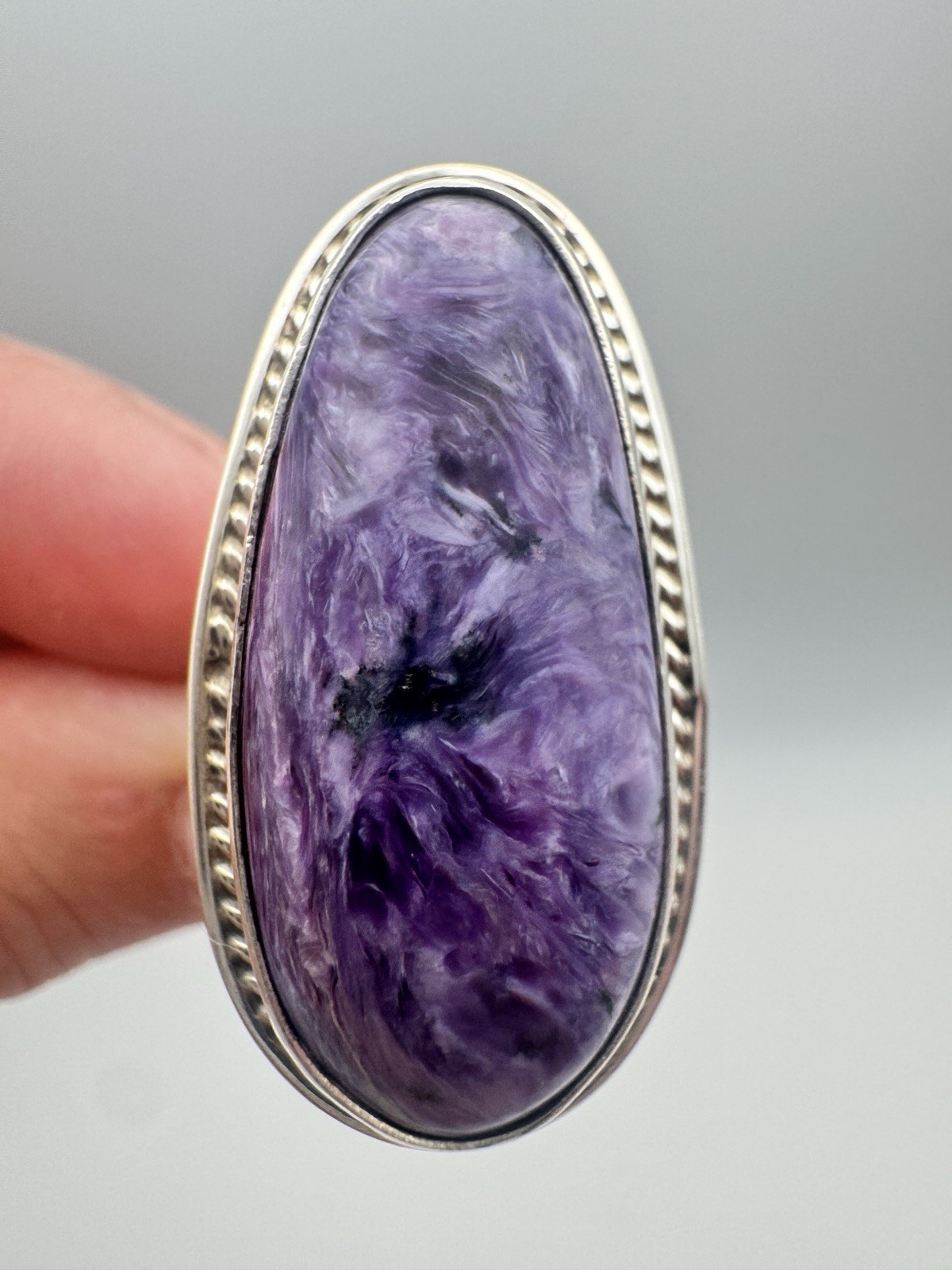 Justin Morris Navajo Sterling Silver Charoite Ring Purple Statement – Size 7