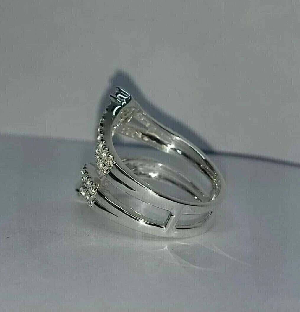 2 Ct Round Simulated Diamond Wedding Enhancer Ring 14k White Gold Plated Silver