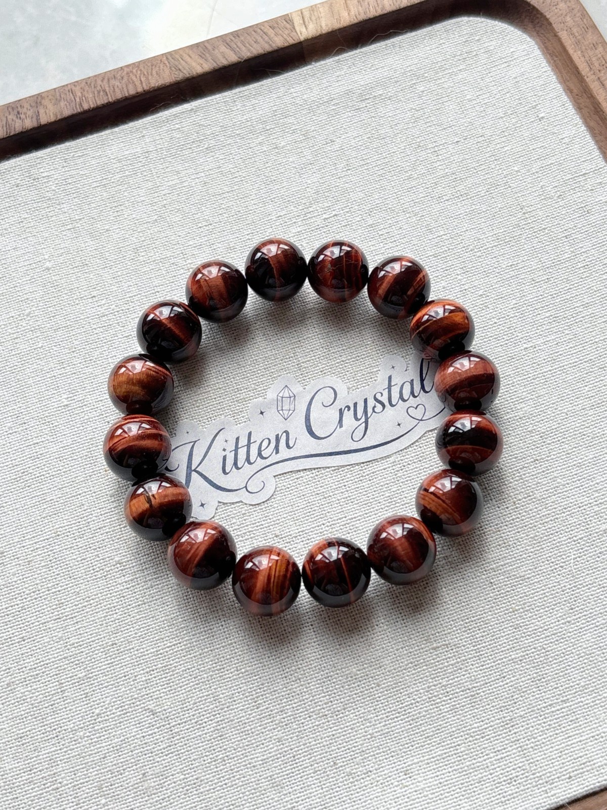 Natural Tiger’s Eye Stone Bracelet 12m Red Tiger Eye Gemstone Stretch Bracelet