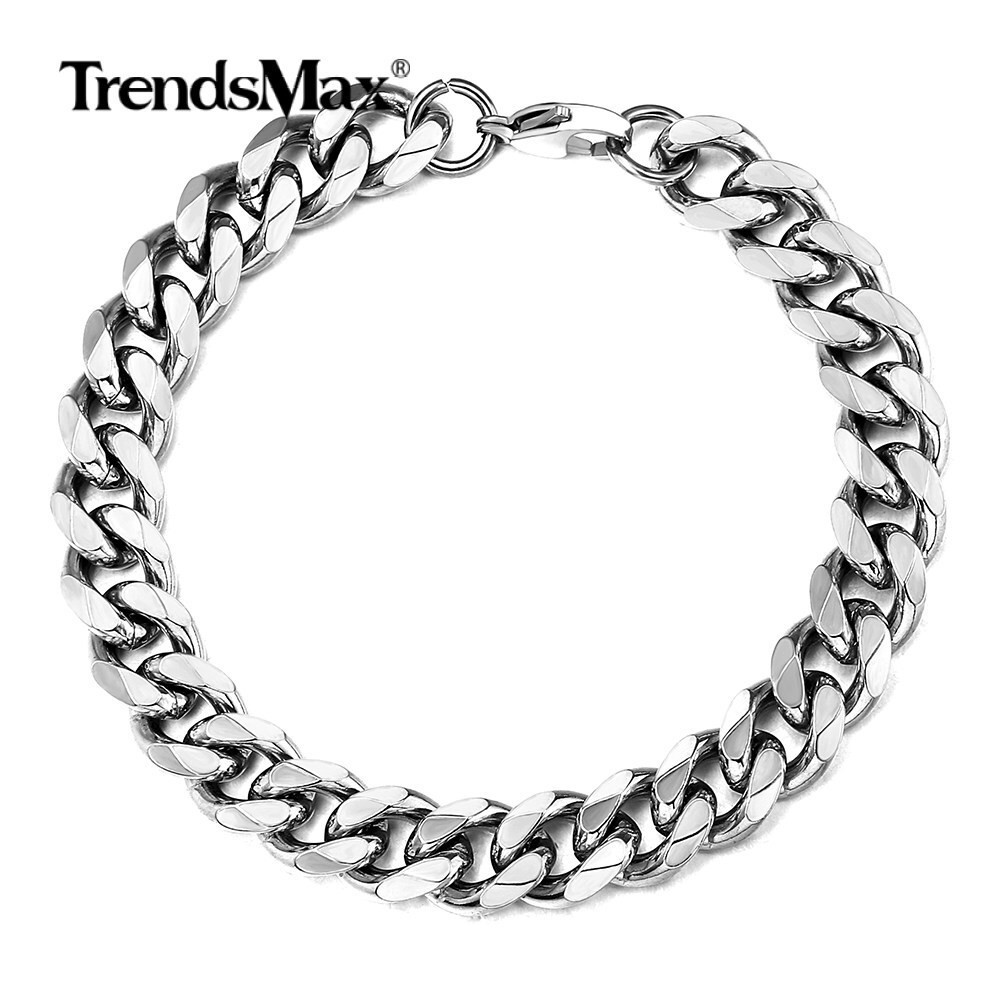 Mens Womens 3/5/7/9/11MM Cuban Curb Bracelet Chain Stainless Steel Jewelry