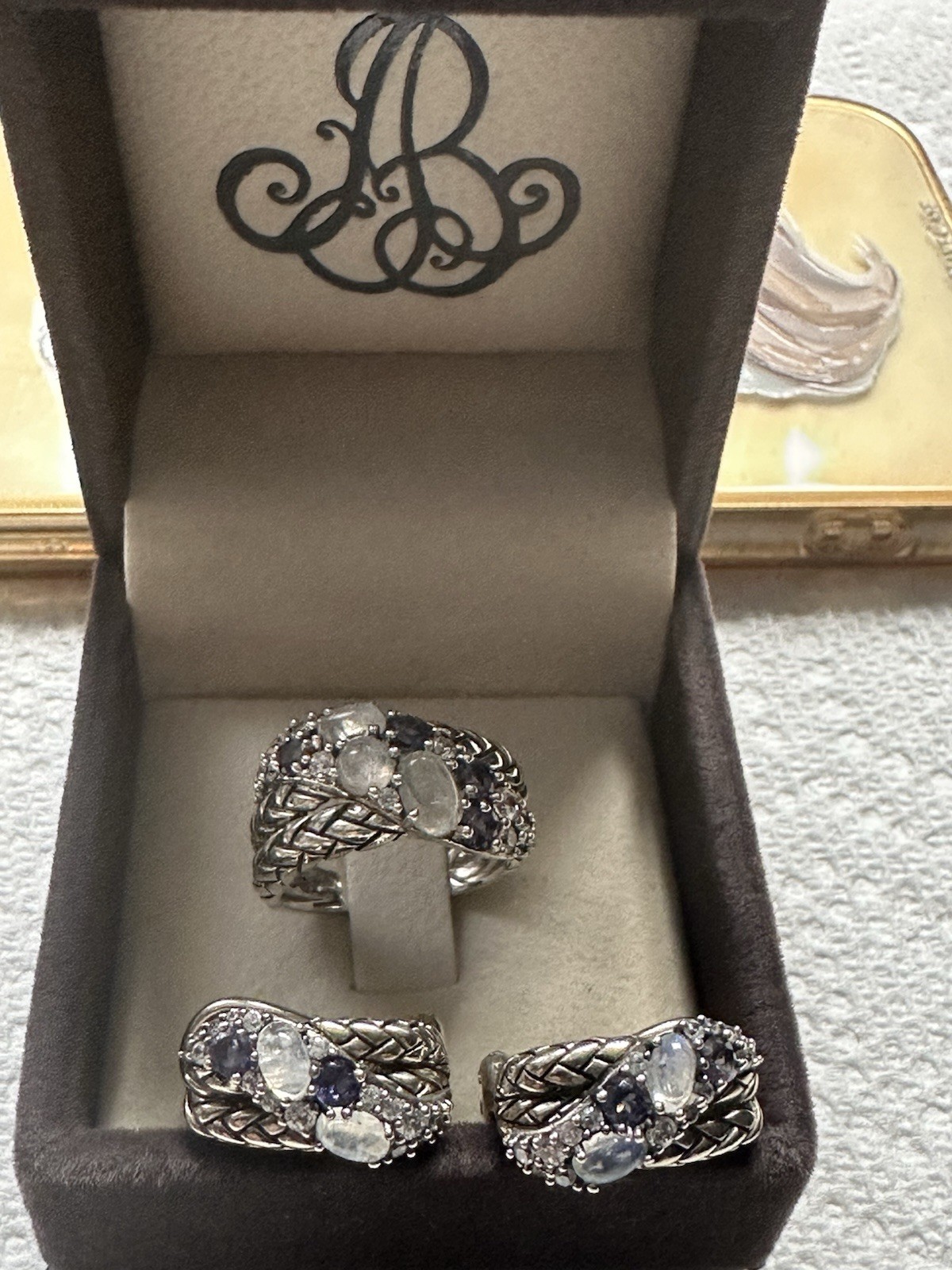 New 925 Silver Moonstone & CZ Jewelry Set – Ring & Earrings, Elegant Gift