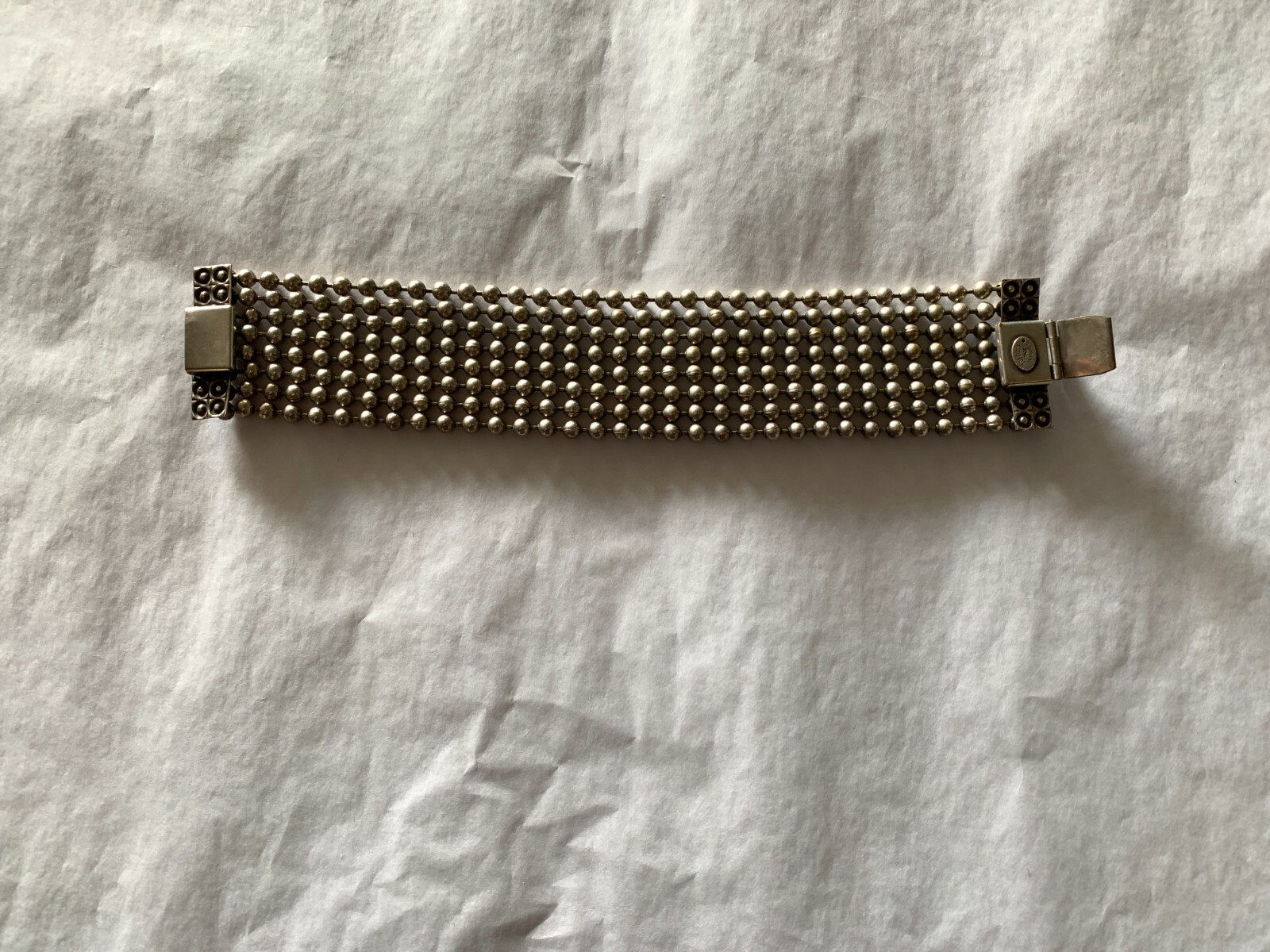 Reminiscence Paris-Zoe Coste Oxidised Silver Tone Bead Chain Cuff,Bracelet-Excel