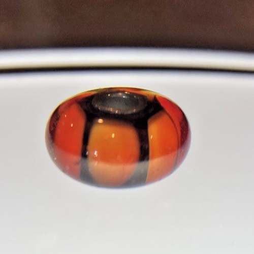 TROLLBEAD SILVER TRACE PUMPKIN GLASS BEAD 925 STERLING SILVER 61326