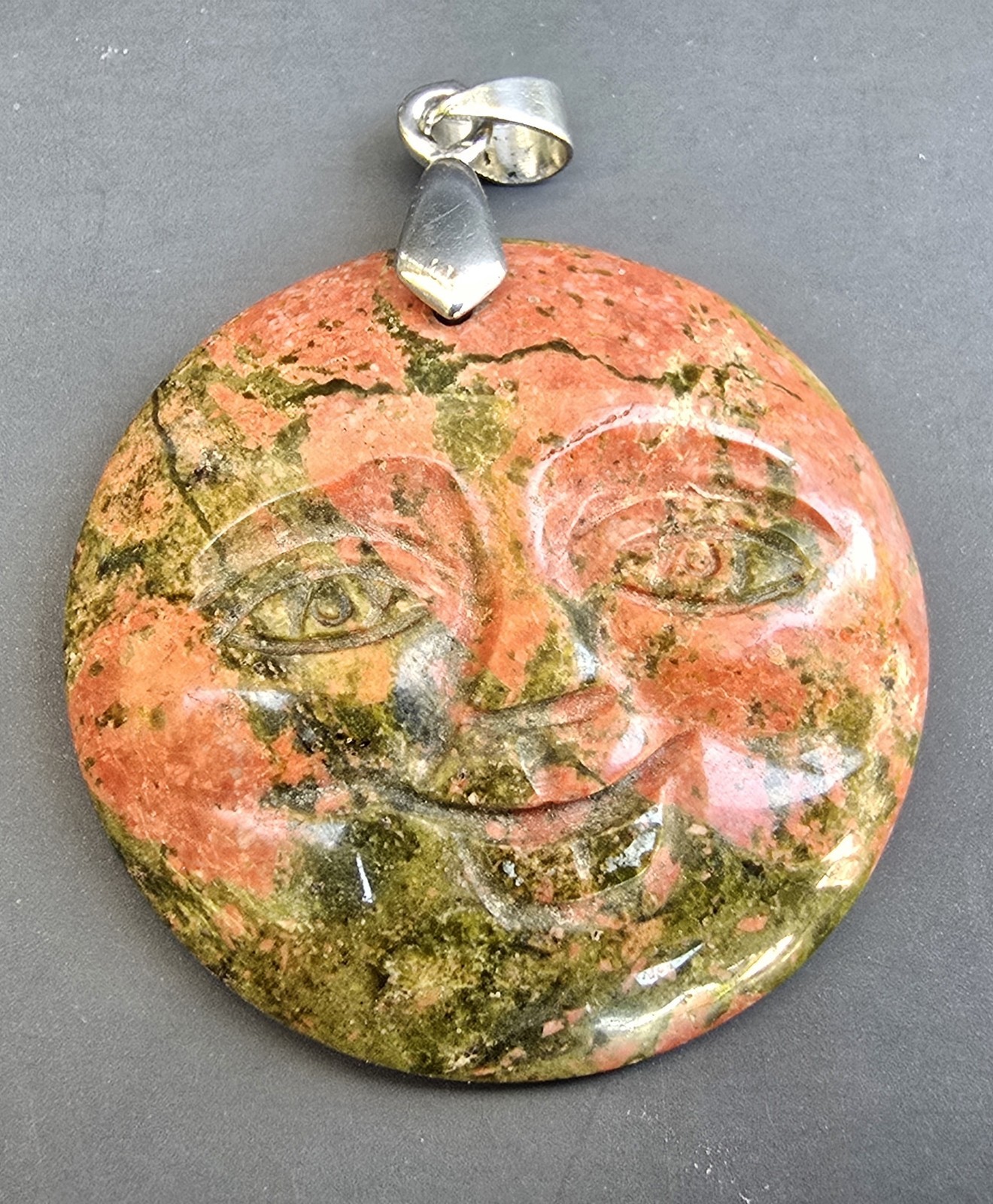 Unakite metaphysical Gemstone moon/sun Pendant