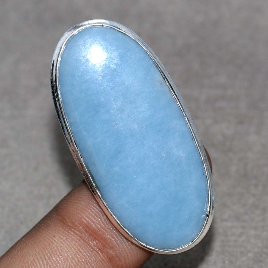 Angelite 925 Silver Plated Ring US 8.5 Best Seller Design Most Beautiful GW