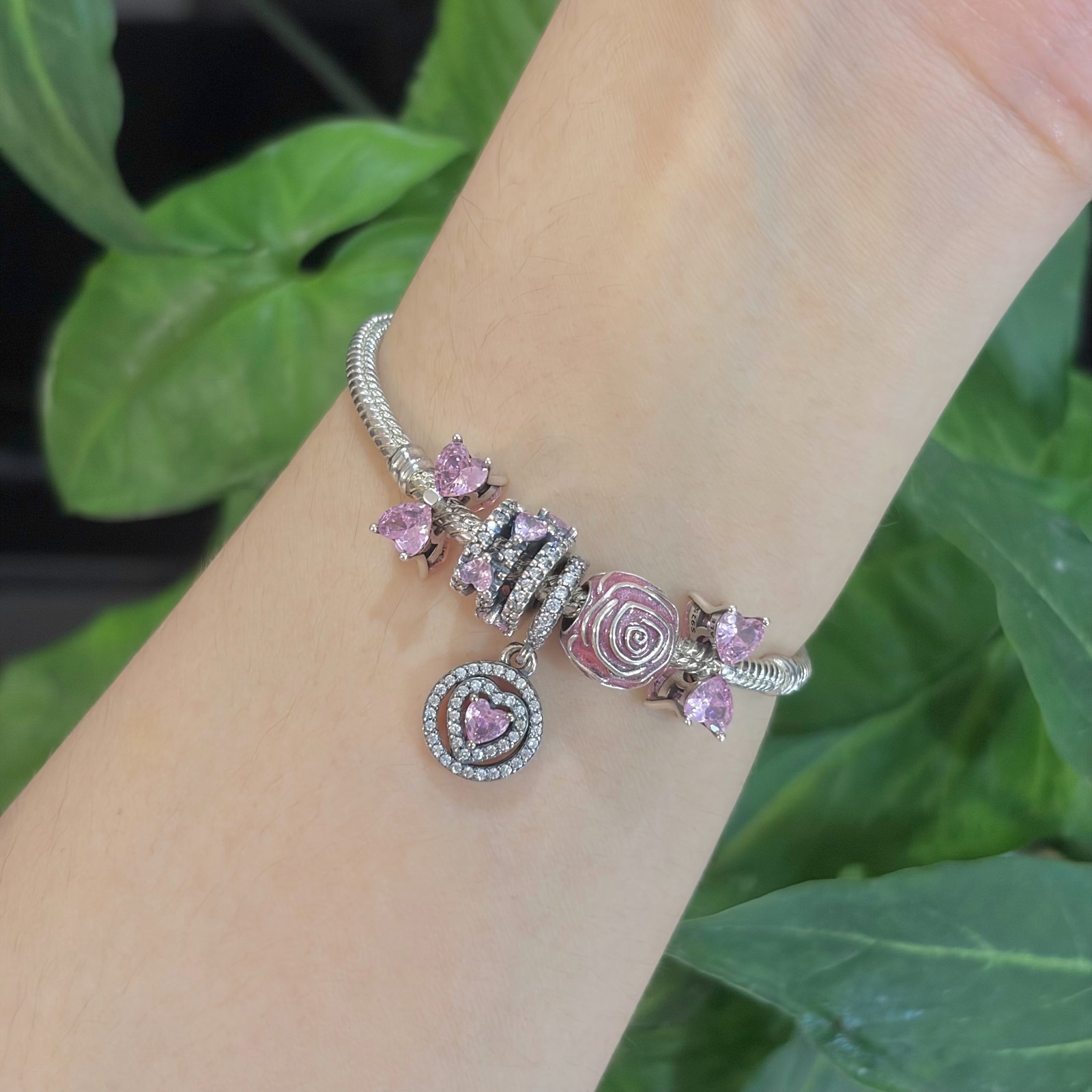 100% NEW #791161C01 PANDORA Sparkling Triple Halo Hearts Charm WITH BOX