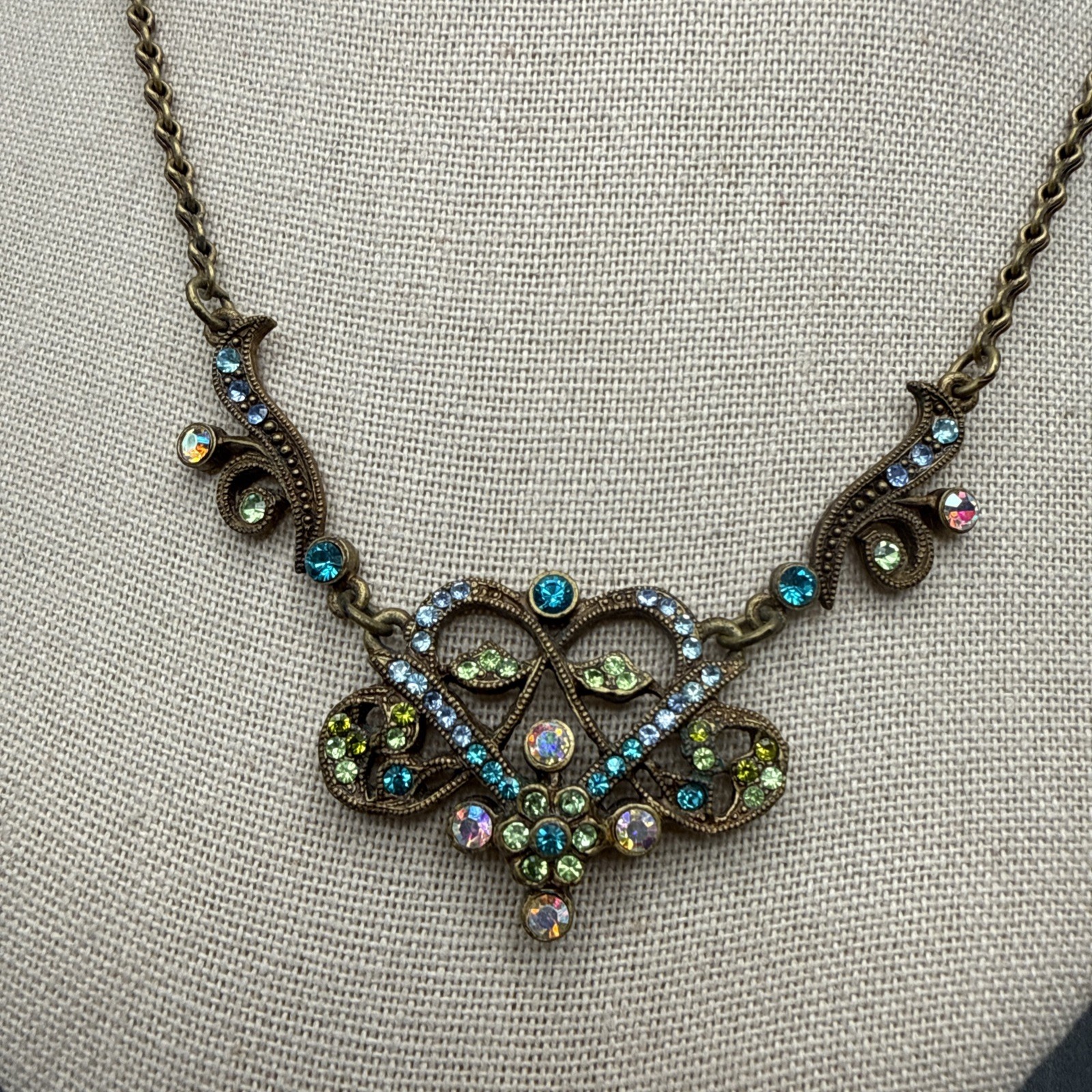 Vintage Sweet Romance Necklace Victorian Floral Beads Crystal