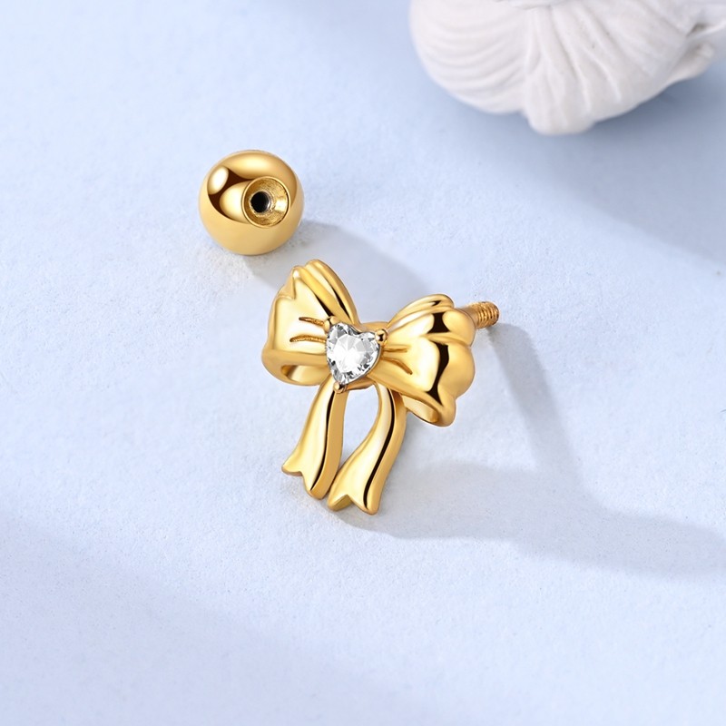 MULA 1 Piece 925 Sterling Silver Golden Single Stud Earrings CZ Women Jewelry