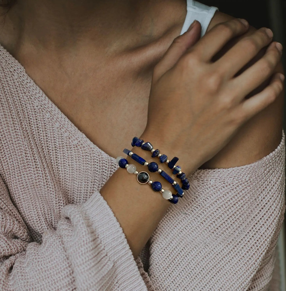 3pcs Amethyst Healing Stone Bracelet Set for Meditation & Energy Balance