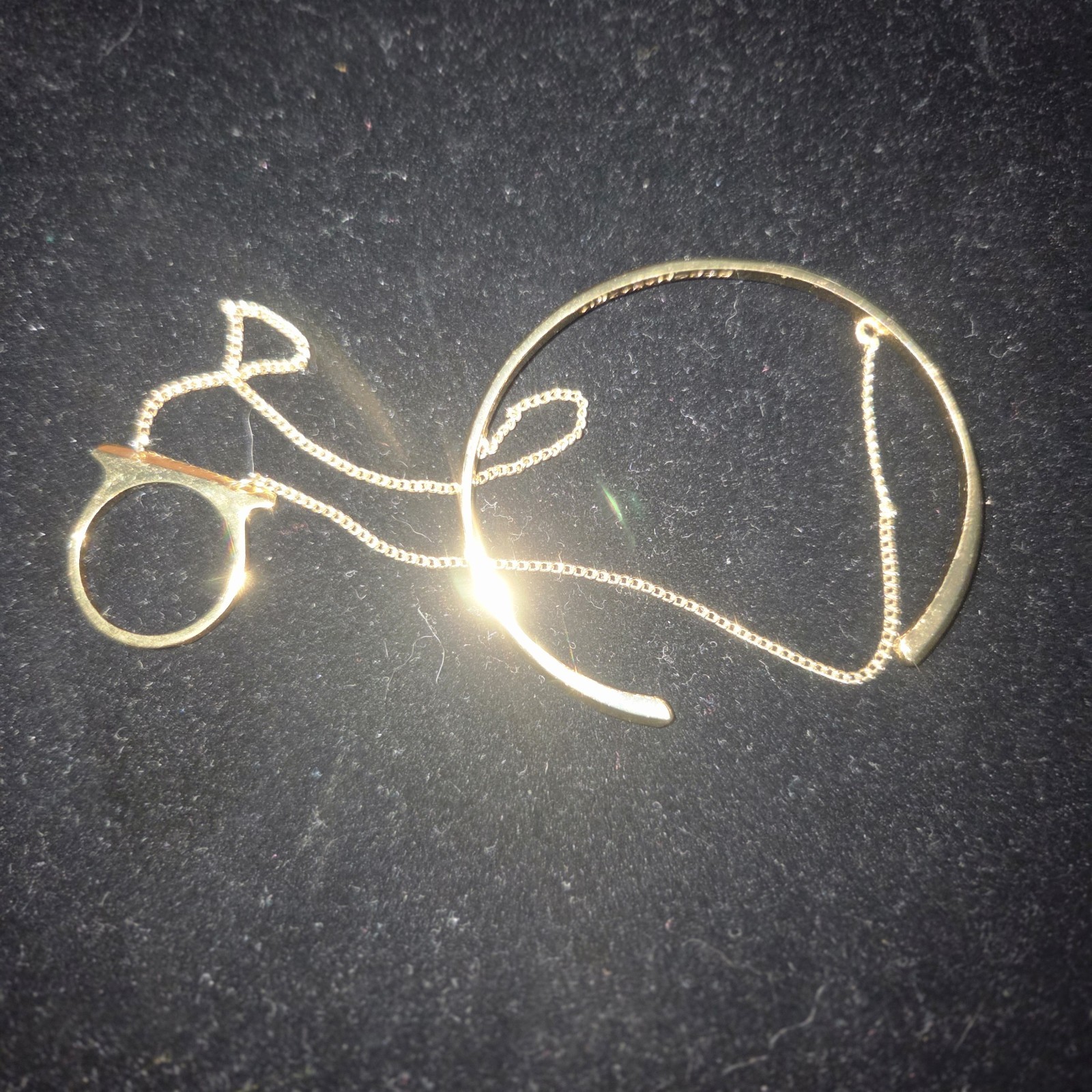 BCBG MaxAzria Gold Hand Chain Bracelet Ring Harness Slave Bracelet Adjustable