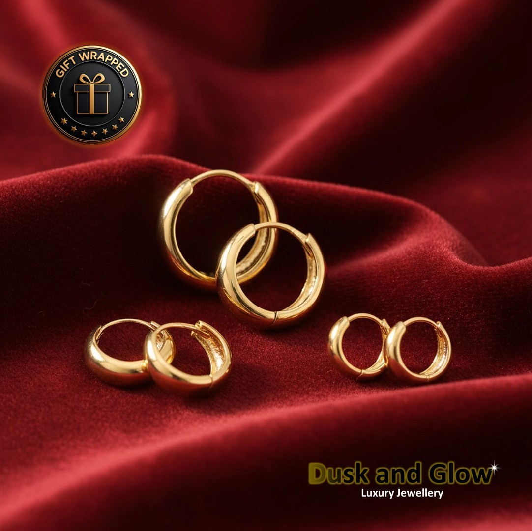 Gold Hoop Earrings Jewellery Set 3 Pair Women Ladies Girls Jewellery Gift UK NEW