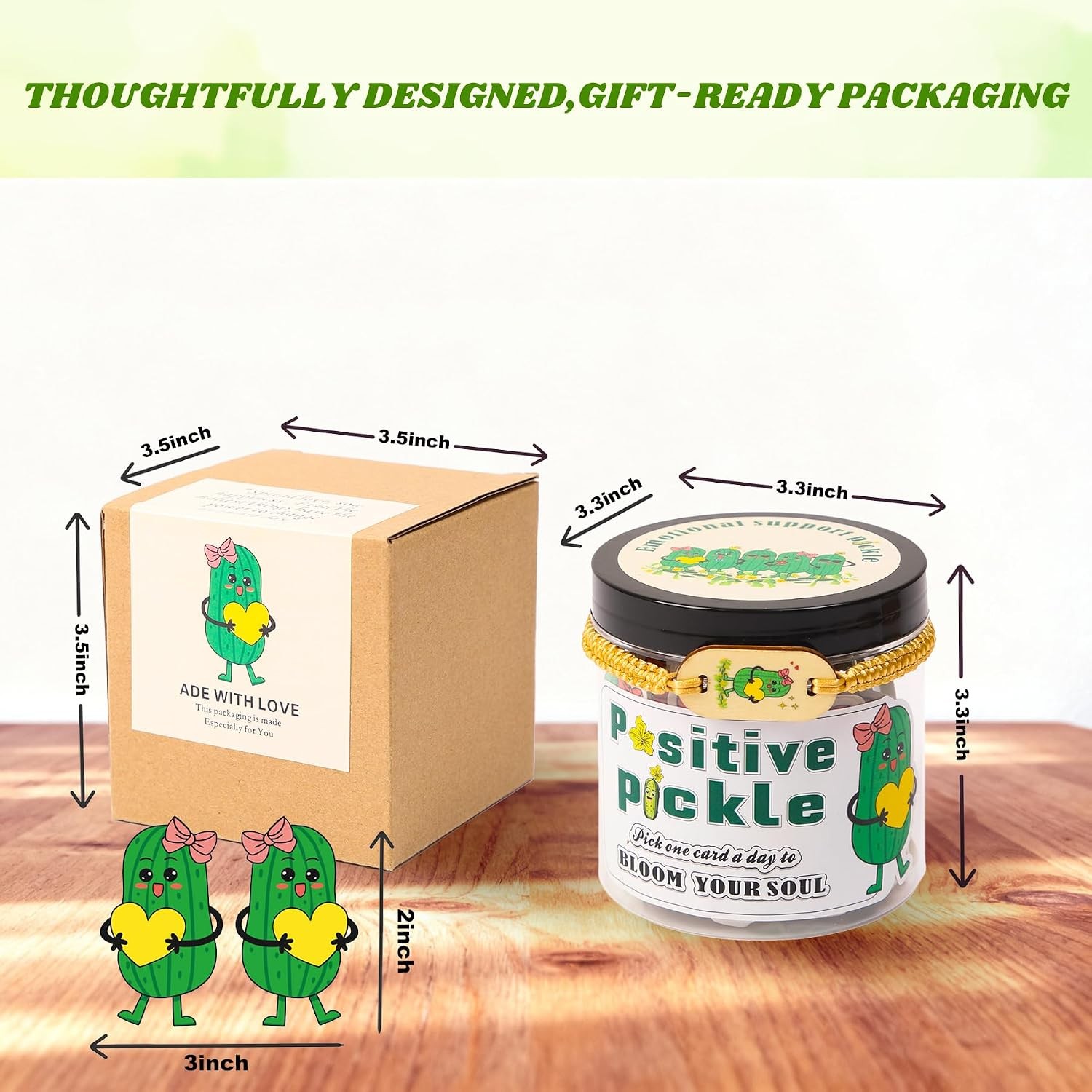 Positive Pickle Affirmation Jar with NFC Bracelet – 60 Affirmation Cards for Wom
