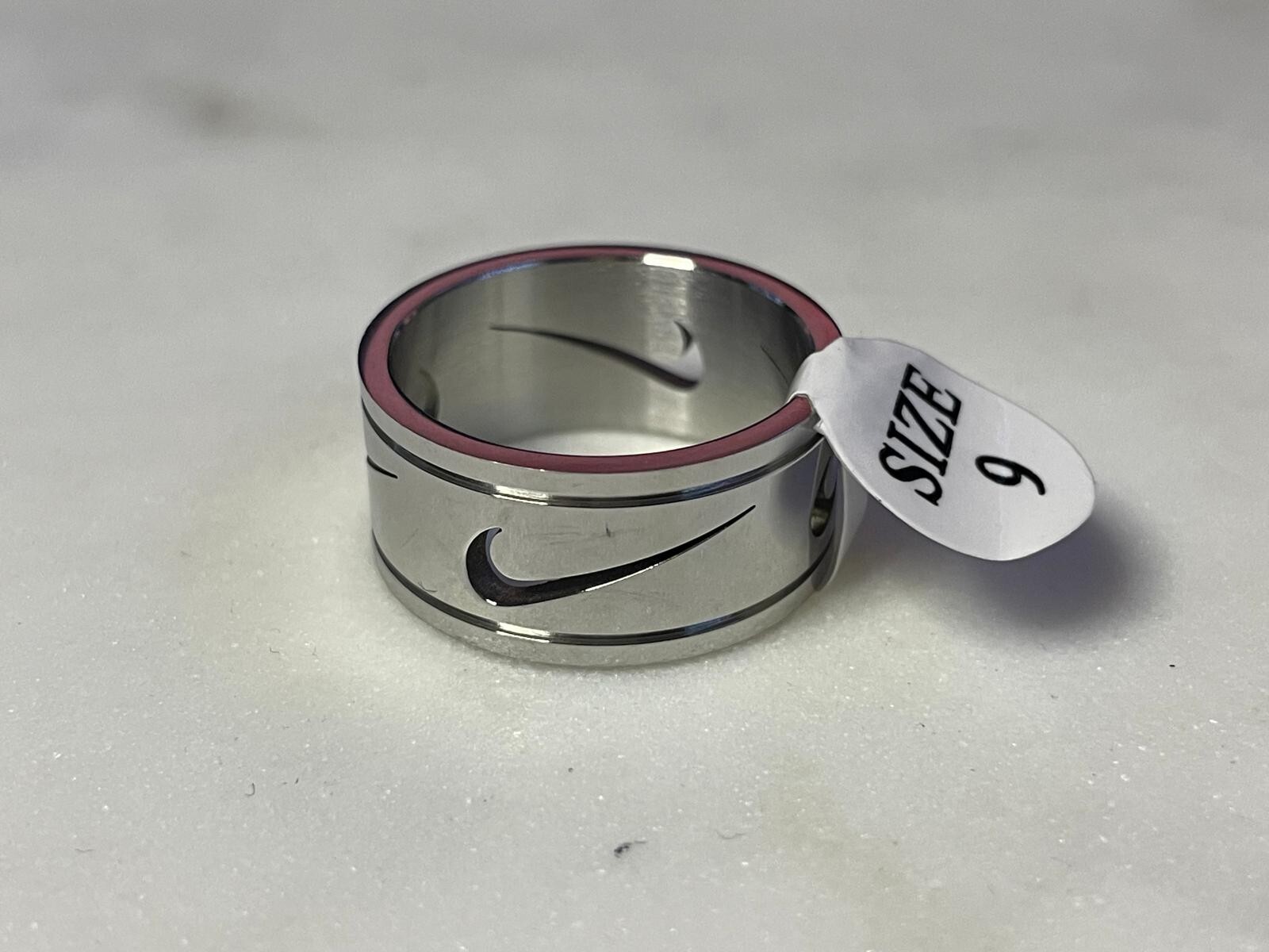 Nike Swoosh Pattern Ring – Stainless Ring – Unisex Rings – Sizes 7, 8, 9, & 10