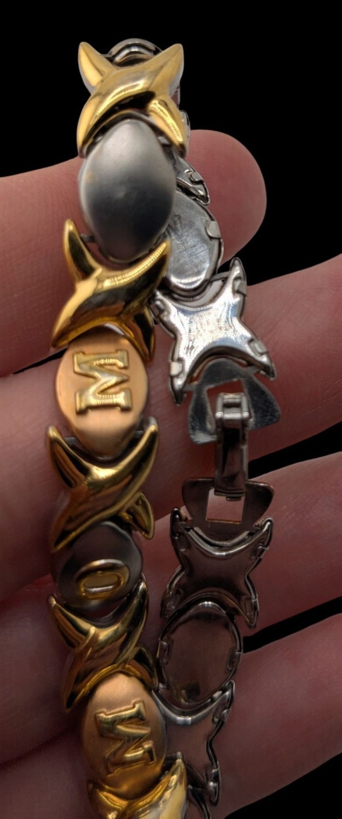 Mom-Themed Stainless Steel Bracelet Gold & Silver Snap Lock 7 Inches JJT Design