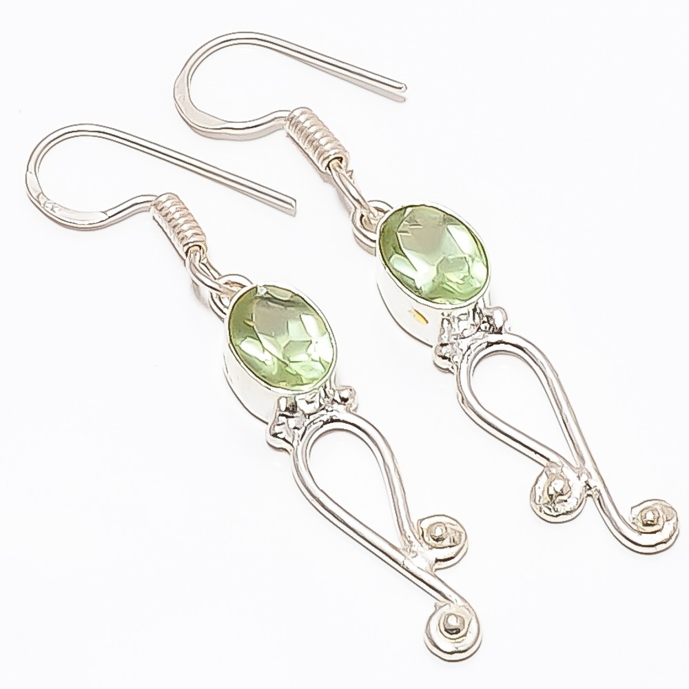 Green Amethyst Gemstone 925 Silver Plated Earring 1.95″ TE7507-791