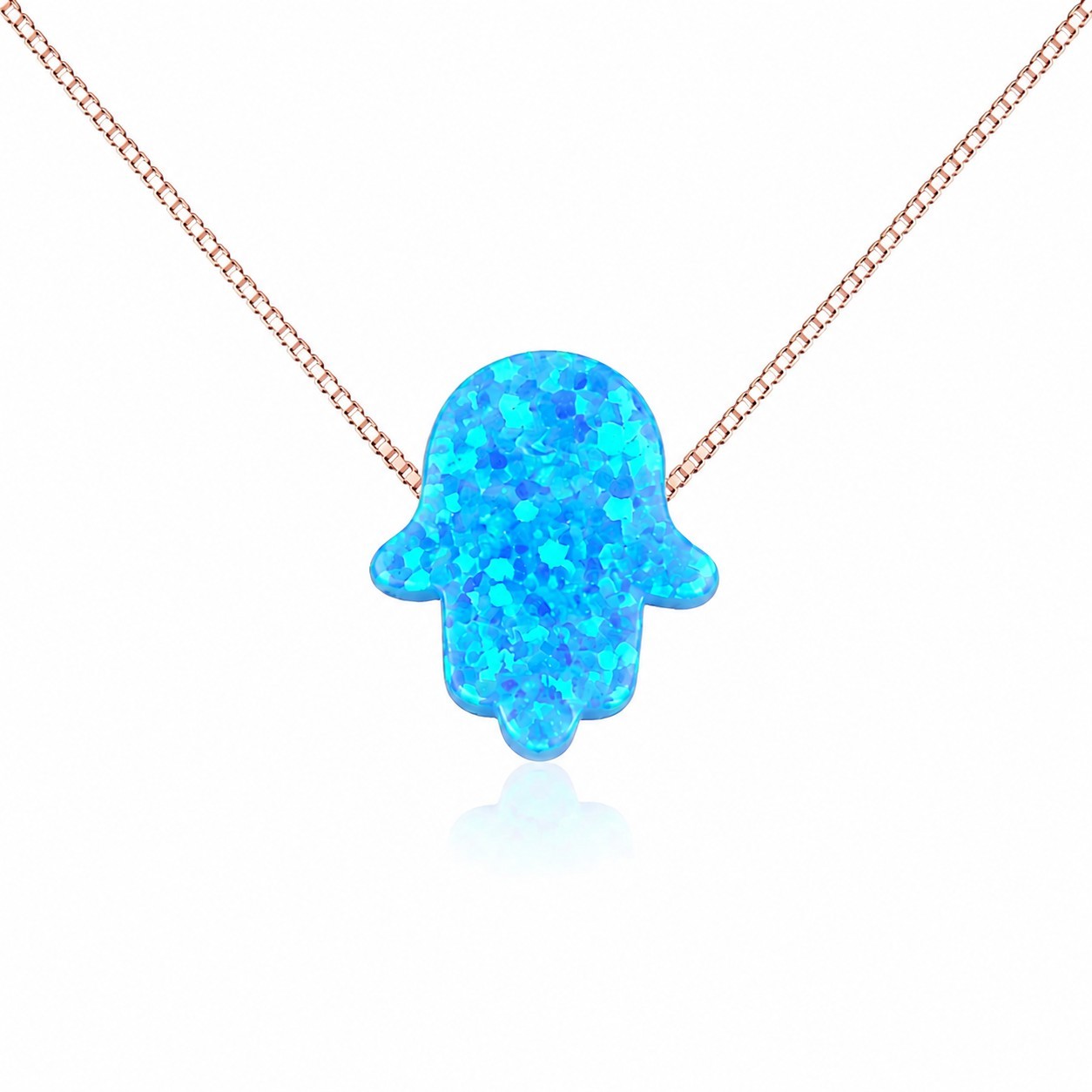 Opal Hamsa Hand Necklace, 8 Lengths, Sterling Silver, Gold-filled, Waterproof