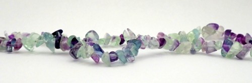 36″ Polished Natural Rainbow Fluorite Chip Necklace W/Nylon String, 2.5 Ounces