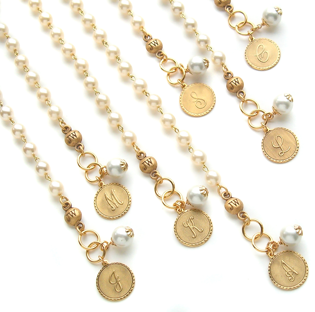 John Wind Mini Sorority Gal Bracelet Gold Coin Pearl Initial Charm Maximal Art