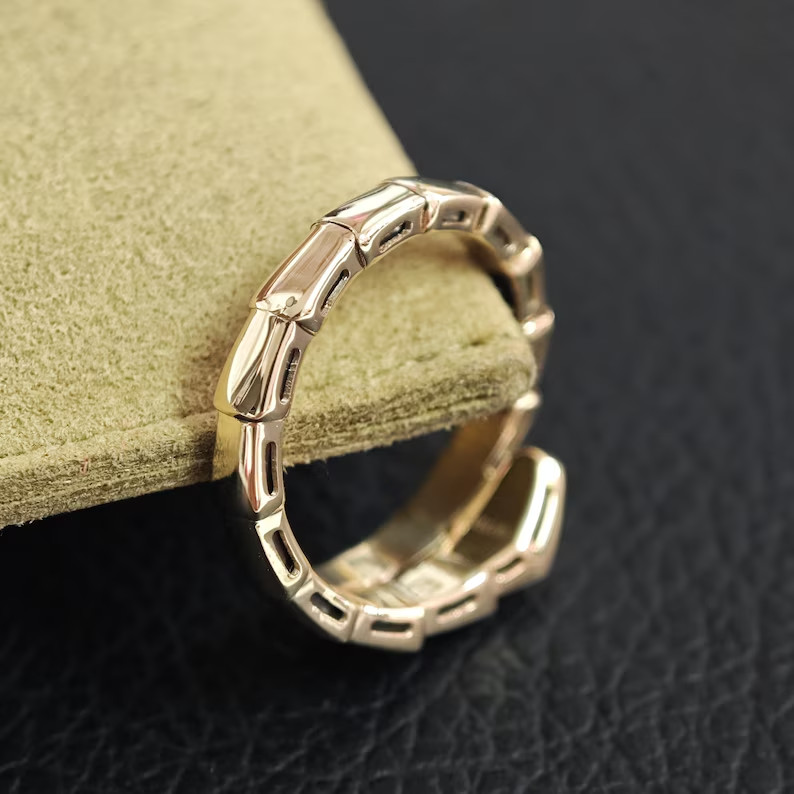 1Ct Round Simulated Diamond 14k White Gold Plated Snake Adjustable Open End Ring