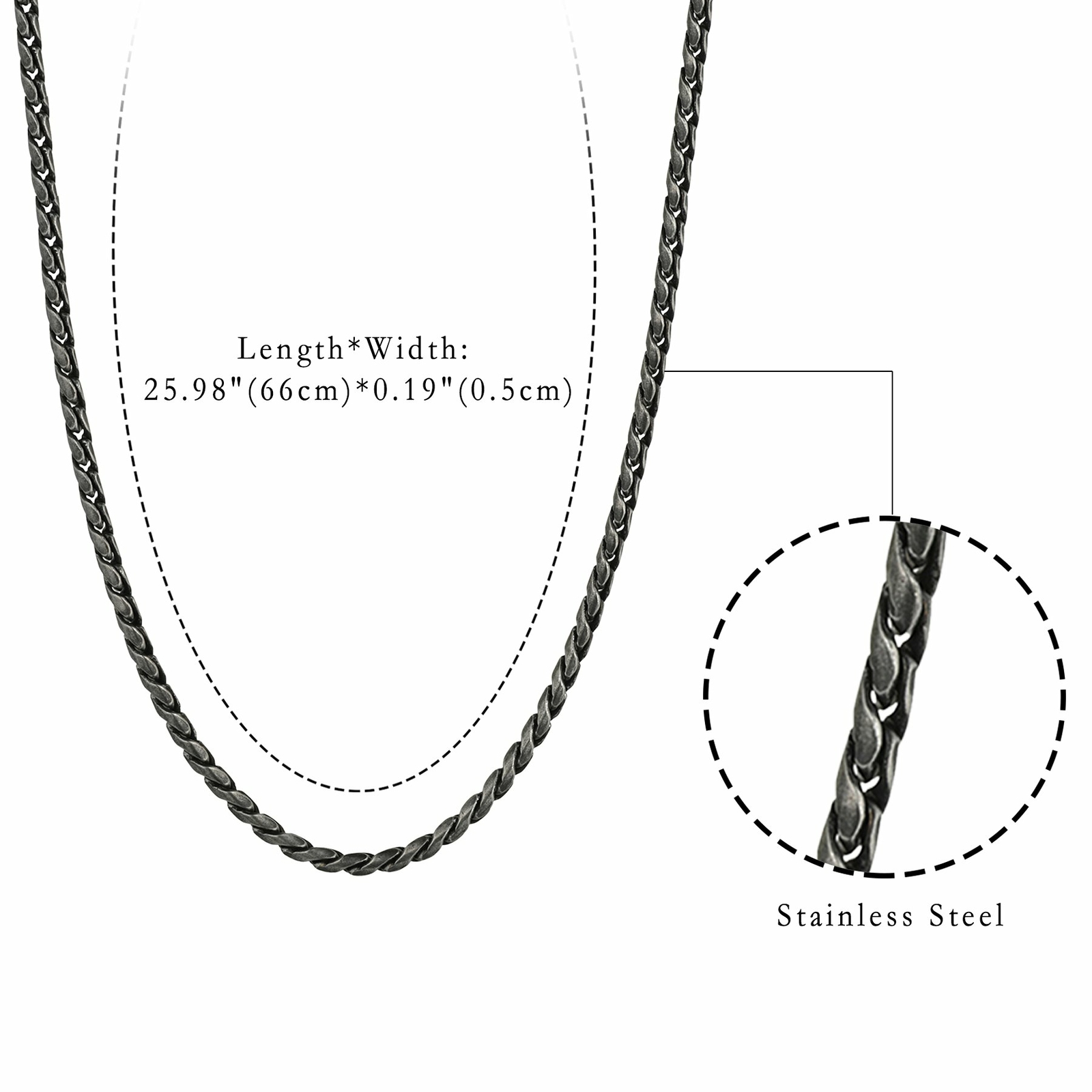Stainless Steel Chain Necklace Twist Rope Link Men’s Biker Jewelry 5mm 6mm
