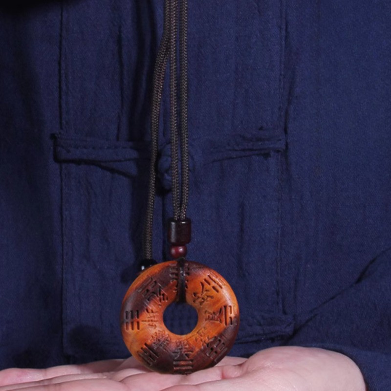 4cm Lightning-struck Peach Wood Gossip Necklace Pendant Keychain Chinese Retro