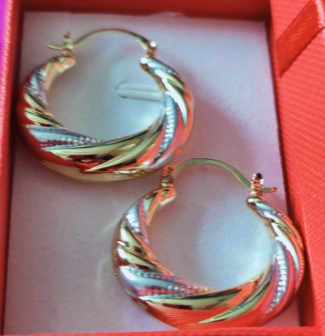 Gold Silver Creole Hoop Earrings 2.9cm 2 Tone Earrings comes gift boxed B38